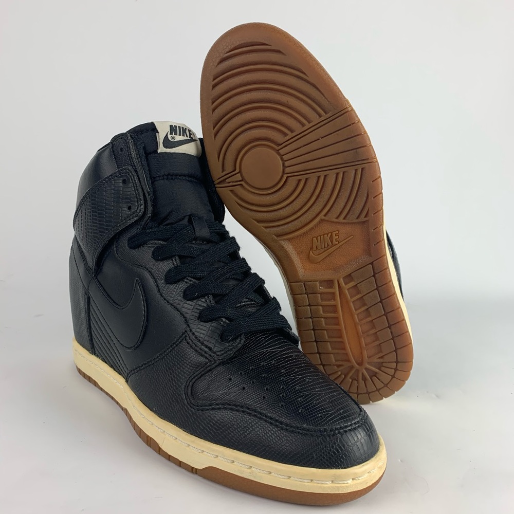 Nike Sky Hi Dunk HighTop Black Leather Wedges